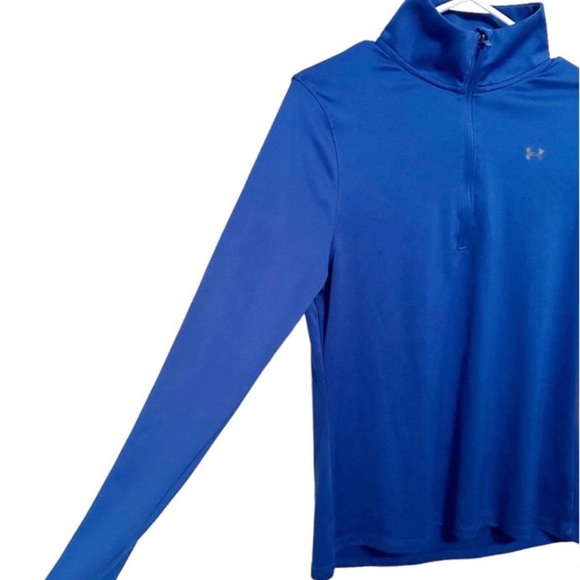 Under Armour Running Pullover Half Zip Jacket Royal Blue Semi-fitted Heat Gear - Picture 3 of 9